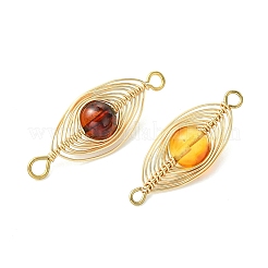 Natural Amber Herringbone Wire-Wrapped Connector Charms&nbsp;PALLOY-JF05546