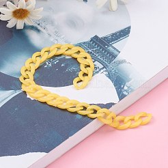 不透明なアクリルツイストチェーン  カーブチェーン  クイックリンクチェーン  溶接されていない  ゴールド  13.5x10x2.5mm  39.37インチ（1m）/連&nbsp;AJEW-JB00898-05