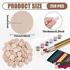 未染色木製カボション250個5袋  フラットラウンド  古いレース  25x5mm  50ps /袋&nbsp;WOOD-DR0001-06B