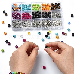 DIY Natural & Synthetic Mixed Gemstone Necklaces Dangle Earrings Making Kit&nbsp;DIY-YW0008-59