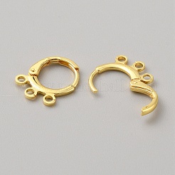 真鍮製フレンチフックピアスパーツ  カン付き  ゴールドカラー  14.5x11.5x1.8mm  穴：1.6mm  ピン：0.8mm&nbsp;KK-CJC0006-03G