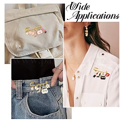 6スタイルのスチールブローチ3個  合金エナメルとABSプラスチック製の模造真珠のバッグペンダント付き  ゴールドカラー  ミックスカラー  50mm  2個/スタイル&nbsp;JEWB-CJ00006
