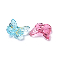 透明スプレー塗装ガラスチャーム  グリッターパウダー付き  蝶  ミックスカラー  9.5x11x3mm  穴：0.8mm&nbsp;GLAA-T016-22
