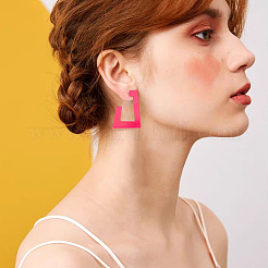 2セット2スタイルのアクリルスタッドピアスセット  女性用ハーフフープピアス  ラウンド＆台形  ミックスカラー  39~47.5x29~47x2~4.5mm  1セット/スタイル  4ペア/セット&nbsp;EJEW-AN0004-08