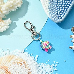 ウミガメ合成ターコイズペンダント装飾  合金製回転式ロブスター クロウ クラスプ バッグ飾り用チャーム  カラフル  51mm&nbsp;HJEW-JM02143-01