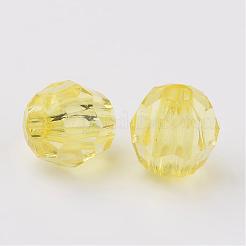 透明なアクリルビーズ  多面カット  ラウンド  きいろ  8mm  穴：1.5~2mm  約1800個/500g&nbsp;DB8mmC-53