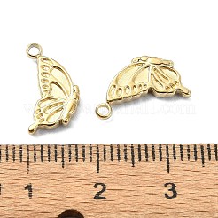 304ステンレススチールチャーム  バタフライチャーム  14KGP本金メッキ  13.5x9x2mm  穴：1.5mm&nbsp;X-STAS-L022-337G