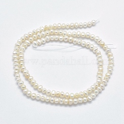 天然養殖淡水パールビーズ連売り  ポテト  ベージュ  3~4mm  穴：0.8mm  約128個/連  15.3インチ（39cm）&nbsp;PEAR-F007-62-01