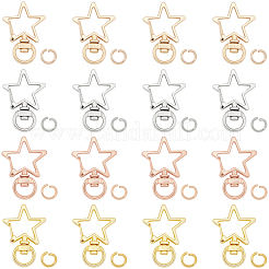 40Pcs 4 Colors Star Shape Zinc Alloy Swivel Lobster Clasps&nbsp;FIND-SP0001-21