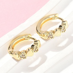 Heart Brass Micro Pave Clear Cubic Zirconia Hoop Earrings&nbsp;EJEW-Z102-30G