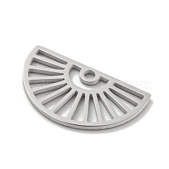 304ステンレスペンダント  レーザー切断  半円チャーム  ステンレス鋼色  10.5x18x1mm  穴：1.6mm&nbsp;STAS-M067-07P