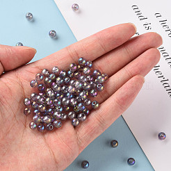 透明なアクリルビーズ  ABカラーメッキ  ラウンド  ラベンダー  6x5mm  穴：1.8mm  約4400個/500g&nbsp;MACR-S370-B6mm-769