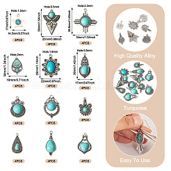 48Pcs 12 Styles Synthetic Turquoise Pendants&nbsp;FIND-TA0003-21