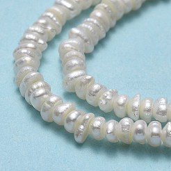 天然養殖淡水パールビーズ連売り  フラットラウンド  リネン  3~5x3~4x2mm  穴：0.6mm  約165~176個/連  14.2~14.61''（36~37.1センチメートル）&nbsp;PEAR-A005-22