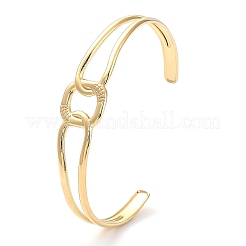 304ステンレススチール中空長方形カフバングル女性用  ゴールドカラー  内径：2-5/8インチ（6.6cm）&nbsp;BJEW-D061-03G