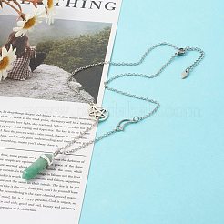 Bullet Faceted Natural Green Aventurine Pendant Necklace&nbsp;NJEW-JN03601-05