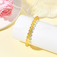 6MM Natural Amber Beaded Stretch Bracelets for Women&nbsp;BJEW-JB14240-01