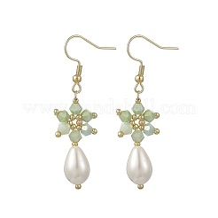 Anti-Tarnish Electroplate Bicone Glass Pearl Teardrop Beads Dangle Earrings&nbsp;EJEW-MZ00765-02