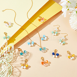 6 Sets Butterfly Copper Wire Wrapped Glass Pendant Decorations&nbsp;HJEW-GA0001-52