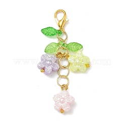 花と葉のアクリルパーツ装飾  合金製カニカン付き  カラフル  53mm&nbsp;HJEW-JM04060