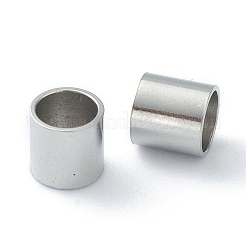 変色しない201ステンレススチールスペーサービーズ  チューブ  ステンレス鋼色  5x5mm  穴：4mm&nbsp;LS-STAS-B006-13P