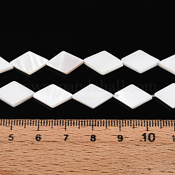 天然淡水シェルビーズ連売り  菱形  貝殻色  13~16x8.5~10x2~3mm  穴：0.5mm  約26~29個/連  14.96~15.94''（38~40.5センチメートル）&nbsp;SHEL-T020-13H