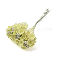 布、紙、鉄で作るミニ造花ブーケ（DIYクラフト用）  フラワーアレンジメント  緑黄  55~67x35~40mm&nbsp;FB-CBA59DF-02D