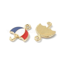 合金エナメルチャーム  カドミウムフリー＆ニッケルフリー＆鉛フリー  傘  ライトゴールド  カラフル  16x12x2mm  穴：1.6mm&nbsp;ENAM-YW0002-23