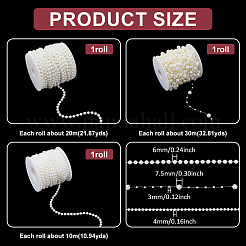 3Rolls 3 Styles Plastic Round Beaded Link Chains&nbsp;DIY-NB0015-31