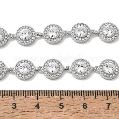 女性用304ステンレススチール製フルラインストーンフラットラウンドリンクチェーンネックレス  ステンレス鋼色  クリスタル  16.14インチ（41cm）&nbsp;SA-CBABBEA-02P-01
