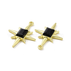 ラックメッキ合金ガラスペンダント  スターのチャーム  ライトゴールド  ブラック  29.5x21.5x4mm  穴：1.6mm&nbsp;PALLOY-D007-13G-B