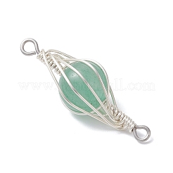 4Pcs 4 Styles Round Natural Carnelian & Rose Quartz & Amethyst & Green Aventurine Horse Eye Connector Charms&nbsp;PALLOY-TA00349