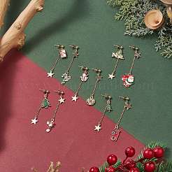 Christmas Theme Alloy Enamel Asymmetrical Earrings&nbsp;EJEW-JE05231