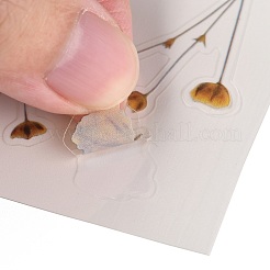 防水プラスチック自己粘着ステッカー  花柄  ゴールド  15x10.5x0.01cm&nbsp;DIY-F064-15H