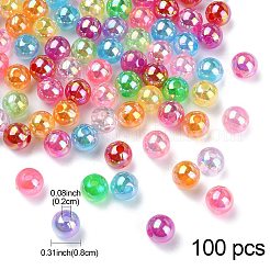 透明なアクリルビーズ  ab色メッキ  ラウンド  ミックスカラー  8mm  穴：2mm&nbsp;MACR-YW0002-90A-M