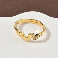 Brass Micro Pave Cubic Zirconia Finger Rings&nbsp;RJEW-H258-21G