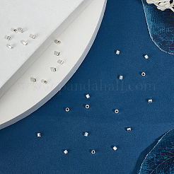 スターリングシルバーのスペーサーチューブビーズ60個925個  コラム  銀  2x2mm  穴：1.5mm&nbsp;STER-DR0001-29