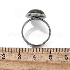 Half Round Natural Indian Agate Finger Rings&nbsp;RJEW-M062-01P-22
