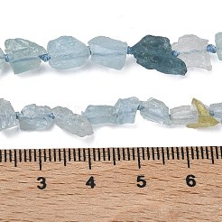 天然石アクアマリンビーズ連売り  粗いビーズ  ナゲット  4~11x4~8x4~7mm  穴：0.6mm  約46~61個/連  16.14~16.69''（41~42.4センチメートル）&nbsp;G-L650-B01-01