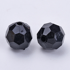 アクリルビーズ  多面カット  ラウンド  ブラック  6x5.5mm  穴：1.7~1.8mm  約4200個/500g&nbsp;X-TACR-Q257-6mm-V72