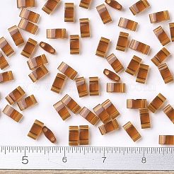 MIYUKIハーフティラビーズ  日本製シードビーズ  2の穴  （htl134)透明ダークトパーズ  5x2.3x1.9mm  穴：0.8mm  約250個/10g&nbsp;X-SEED-J020-HTL134