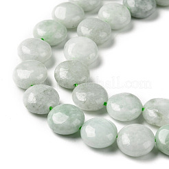 天然ミャンマー産翡翠/ビルマ翡翠ビーズ連売り  フラットラウンド  10~10.5x5~5.5mm  穴：1mm  約38個/連  15.55インチ（39.5cm）&nbsp;G-C238-12A