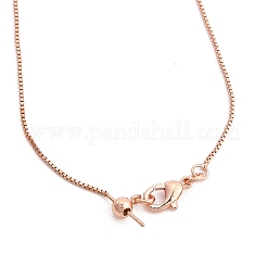 0.9mm Adjustable Slider Brass Box Chain Necklaces for Men Women&nbsp;NJEW-G160-21RG