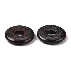 天然brecciated碧玉のペンダント  ドーナツ/円盤チャーム  30x6mm  穴：8mm&nbsp;G-A320-01A-01