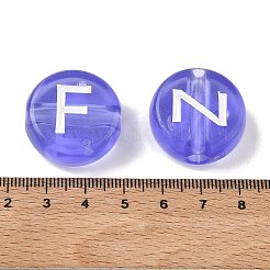 クリアアクリルヨーロピアンビーズ  大穴ビーズ  アルファベット付きフラットラウンド  モーブ  25.5x10.5mm  穴：5.5~6mm  約95~96個/500g&nbsp;MACR-K365-02B-02