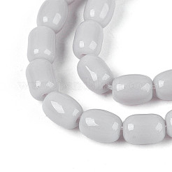 オペークガラスビーズ連売り  バレル  ホワイトスモーク  6~6.5x4~5mm  穴：0.7~0.8mm  約64~65個/連  15.75~15.94''（40~40.5センチメートル）&nbsp;GLAA-T028-14P-02
