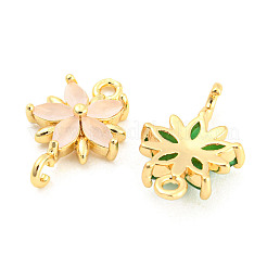 Brass Pave Glass Connector Charms&nbsp;GLAA-A006-05