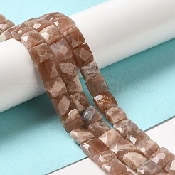 天然石サンストーンビーズ連売り  多面カット  正方形  9~10.5x9~10.5x5~5.5mm  穴：1mm  約39~42個/連  14.96~15.35インチ（38~39cm）&nbsp;G-C109-A09-02