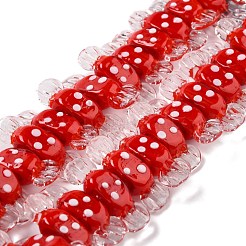 手作りランプワークビーズ  バンピー  スポットのあるキャンディー  レッド  26~29x9x7.5~8mm  穴：1mm&nbsp;LAMP-M010-01B