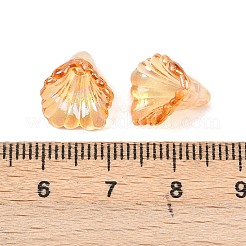 透明なアクリルビーズキャップ  ABカラー  花  砂茶色  12x11x9mm  穴：1.2mm&nbsp;OACR-G054-03F
